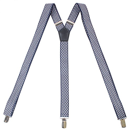 Kat Cheung Bahar Shirt Navy White Grid Led Suspenders Men Y Back Elastic Braces