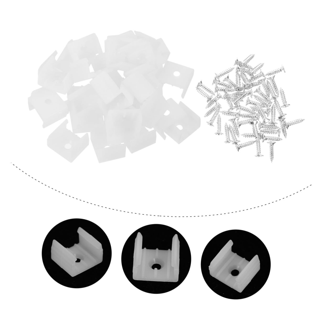 Homoyoyo Clips para Tiras de Luces LED Tipo H-014 para Sujetar y Organizar Tiras Led, Material Pp y Hierro, 100 Piezas para Salas y Gabinetes