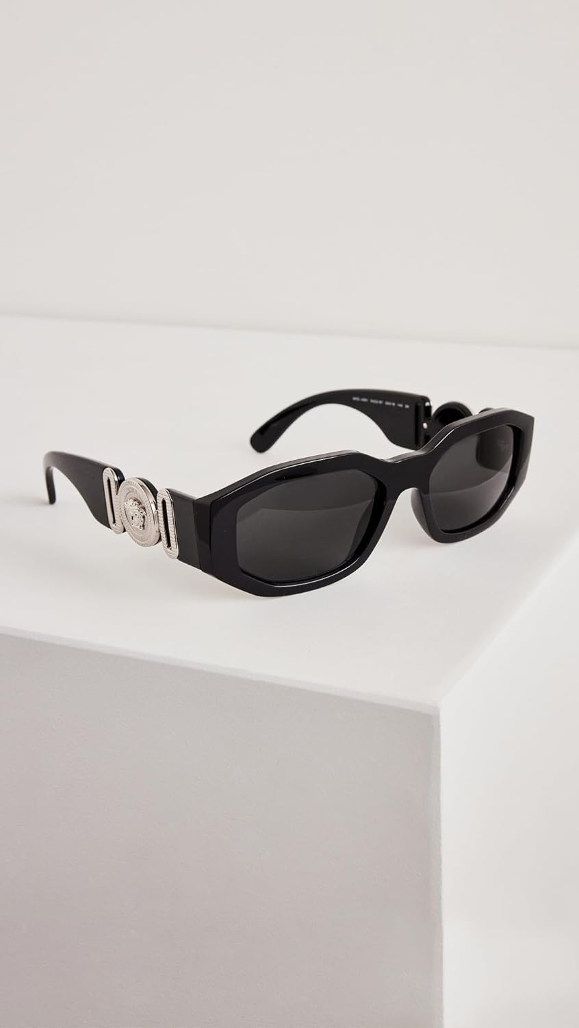 Versace VE 4361 542287 Black Plastic Geometric Sunglasses Grey Lens - Image 2