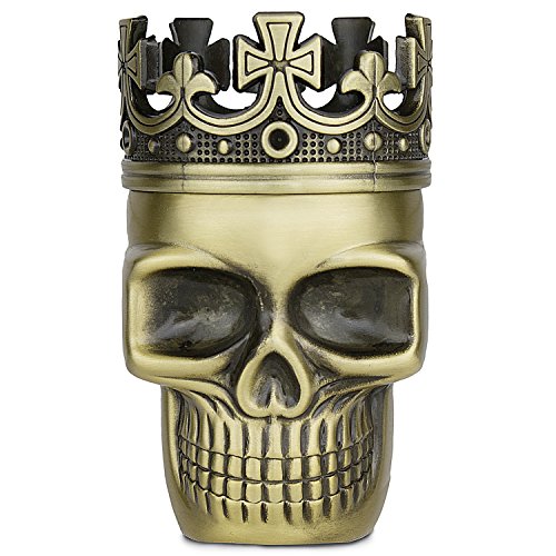 Golden Bell Upgraded Full Metal Spice Herb Skull Grinder - Bronze