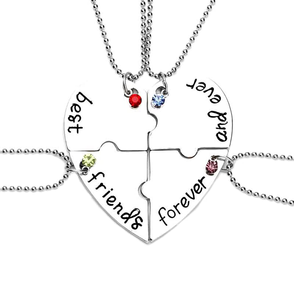 Best Friend Necklaces Gifts for 4 Bff Friendship Necklace Matching Heart Necklace for Best Friends Birthday Christmas Gifts for Women Girls-image-36