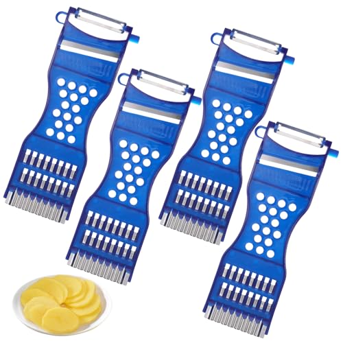 WJIAAA 4 Stück Julienneschneider, 6-in-1 Gemüseschneider, Multifunktions Gemüseschneider Kartoffelschäler für Obst & Gemüse Mühelos Schälen Spülmaschinenfest Obst