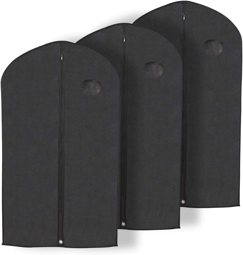 Pack of 3, 41 Inches Black Hanging Breathable Suit Garment Bags for Mens Closet,Jacket,Short Dress,Suit Travel, Protector or Storage : Home & Kitchen