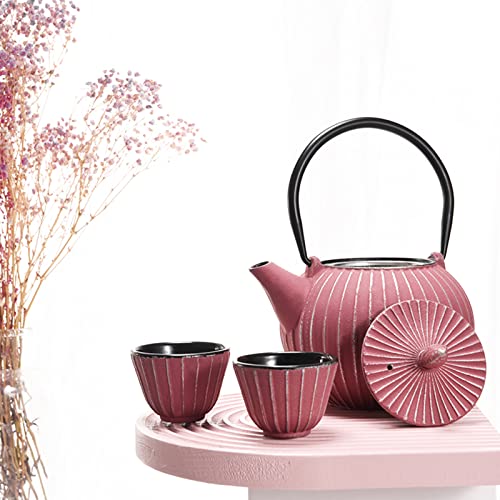 Milvbusiss Cast Iron Teapot, Tetsubin Japanese Tea Pot With Infuser For Loose Leaf, Tea Kettle Stovetop Safe Coated With Enameled Interior 29Oz, 850Ml Pink #TOP1
