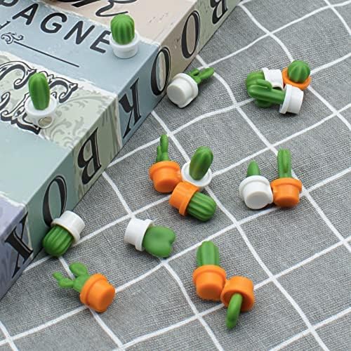 24pc Fridge Magnet Cactus, Mini Magnets Strong, Cute Small Magnets, Magnets for Whiteboard Office Kitchen Home Decor Refrigerator Use( White+Orange Cactus )