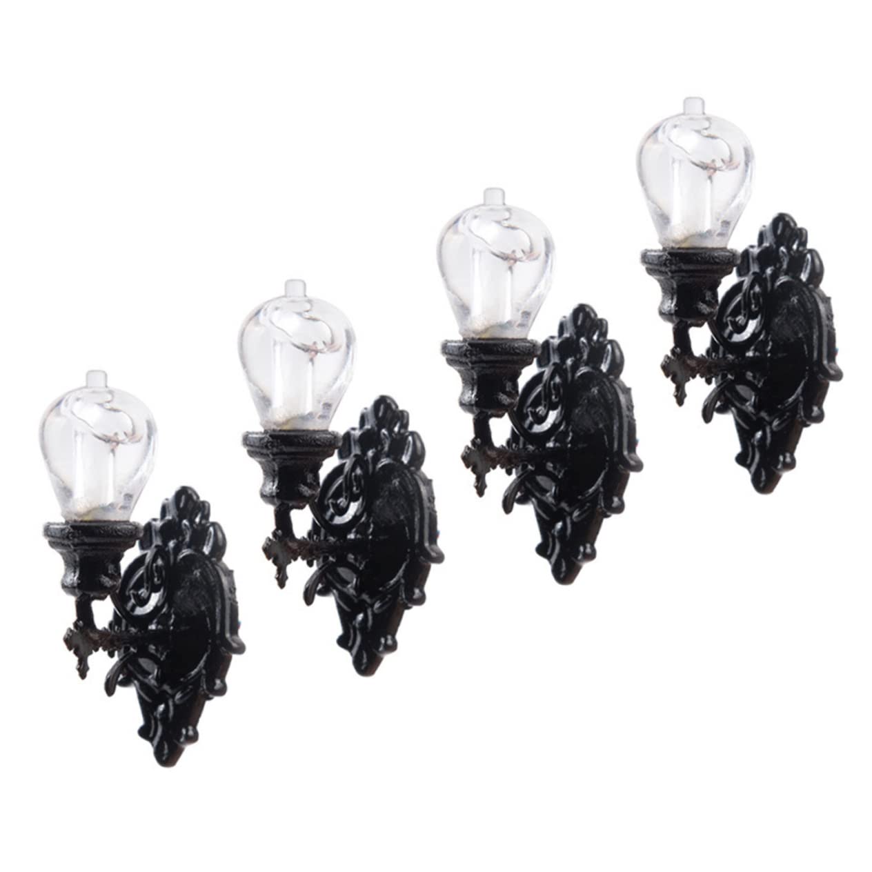 HOMSFOU 1 87 Scale Miniature Dollhouse Wall Lights Set of 4 Simulated Moss Ornament Lamps Battery Powered Doll House Lighting Table Decoration