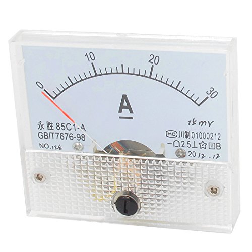 uxcell Analog Current Panel Meter DC 0-30A 85C1A Ammeter 64x47x56mm for Automotive Circuit Testing Charging Battery Ampere Tester Gauge Pack of 1
