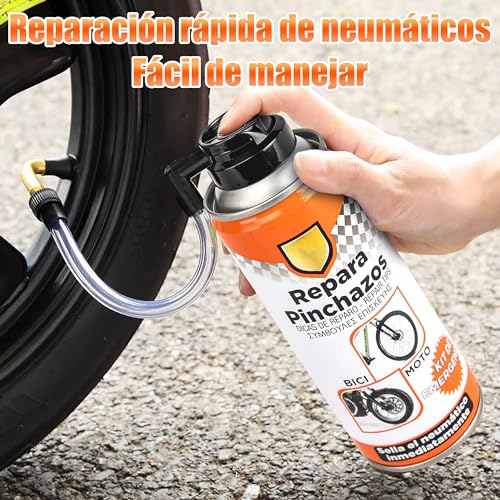 Kit Repara Pinchazos para Bicicleta, Motos y Patinetes 200ml Sella el Neumatico Inmediatamente - Sellador Emergencia para Reparar Ruedas (2) - imagen 4