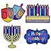 Gift Boutique Happy Hanukkah Cutouts Hanging Wall Decorations Banner Dreidel Menorah Star of David 16 Pack for Party Supplies