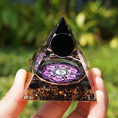 Orgonit-Pyramide, Yoga-Symbol-Serie, Obsidian-Kugel mit Obsidian-Steinen, Reiki, Heilung, Chakra, Meditation, Orgon Cover
