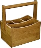 Lipper International 8842 Bamboo Wood Flatware Caddy with Folding Handle, 8-7/8' x 5-1/2' x 9-1/4'