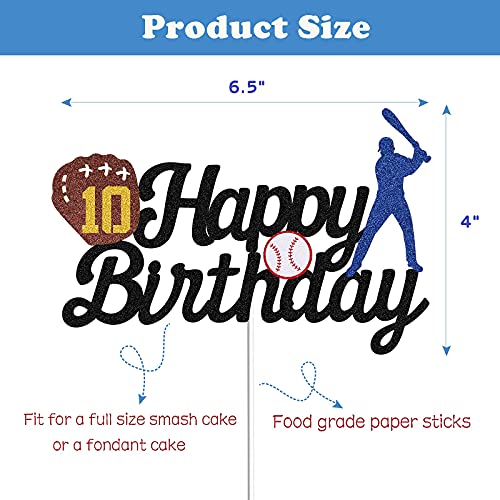 Happy 10Th Birthday Cake Topper - Baseball Theme Cake Topper For 10Th Birhday Party Decoraitons Decor(10Th) #TOP2