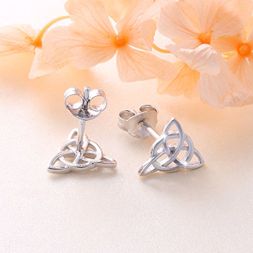 925 Sterling Silver Good Luck Irish Celtic Knot Triangle Vintage Stud Earrings4