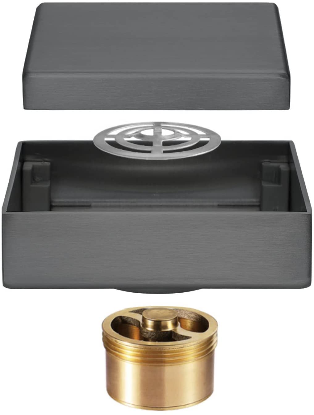 Desagüe de Suelo, Cubierta de desagüe de Ducha, desagüe de Suelo Oculto Cuadrado de Acero Inoxidable con Tapa extraíble para Cocina, balcón, desagüe de Ducha, Color Negro