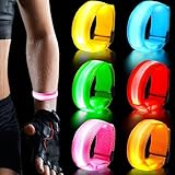 Wrymish LED Armband, 6 Stück Leuchtband Joggen für Kinder Erwachsene, Sicherheit Leuchtarmband, Reflektorband mit Blinkende LED Light für Nachtlaufen Radfahren Hundewandern Partys Konzerte(6 Farben)