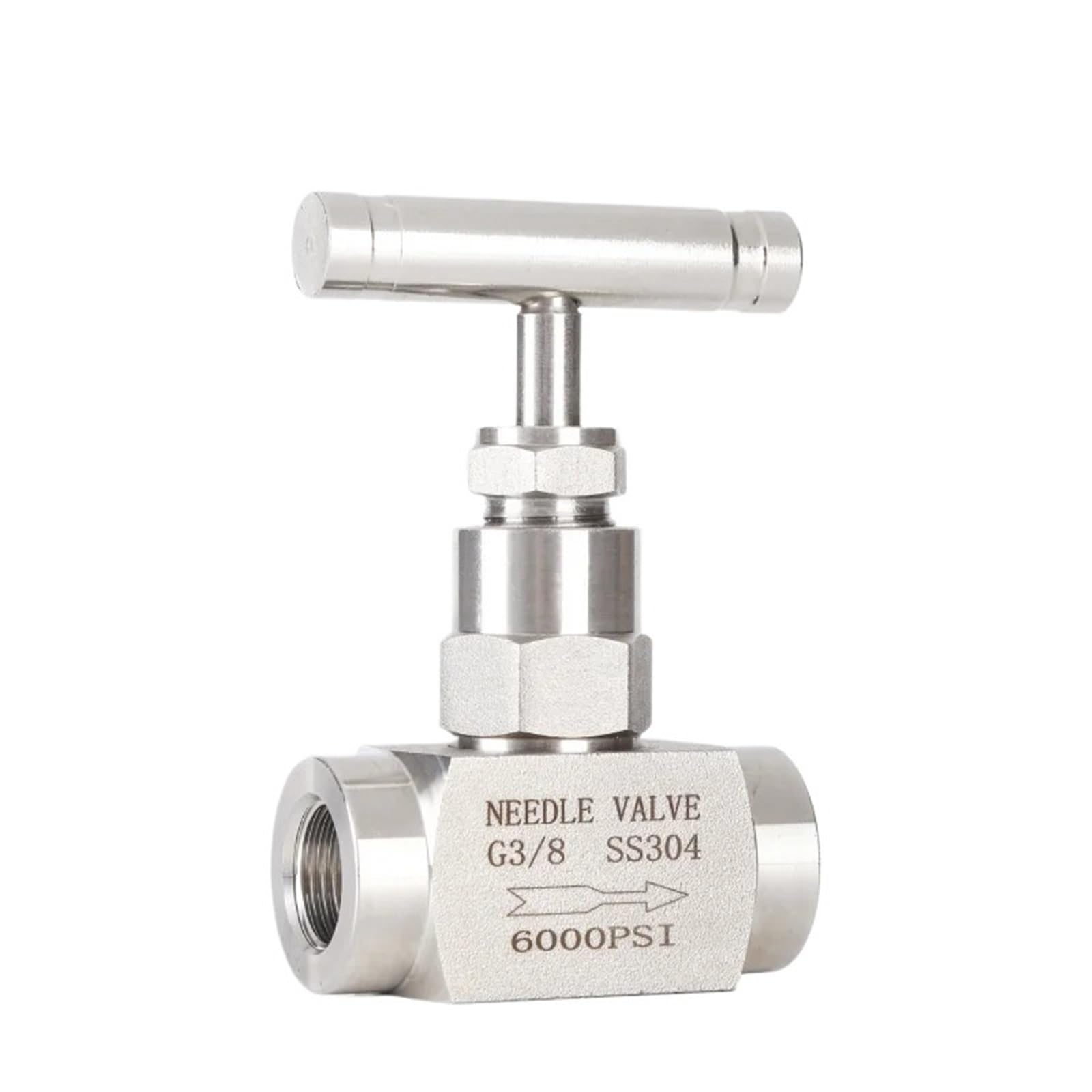 Vanne à aiguille femelle 1/2 BSPP acier inoxydable 304 pour filetage hydraulique