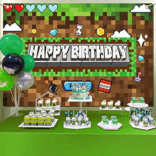 Decoración de Fiesta Pixel Banner Fondo Videojuego Minero miniatura 6