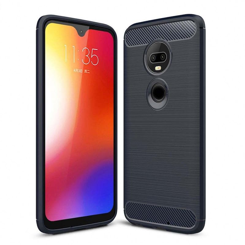 Image of Hybrid Carbon Fiber Back Case for Moto G7 / Moto G7 Plus (Blue)