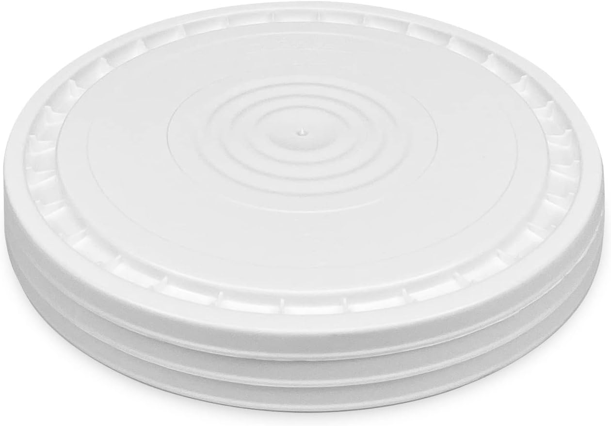 Reusable Easy Peel Lid for 3.5, 5, 6, and 7 Gallon Buckets, Premimum HPDE Plastic, BPA Free, Made in USA, Color: White, 3 Count