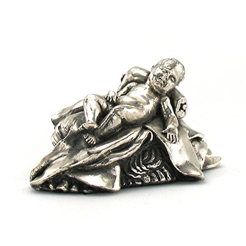 FranquiHOgar Presepe di Natale Nascita - Figurine con bagno in Argento Vintage | 8 statuine: Gesù Bambino, Maria, Giuseppe, Bue, Mula, 3 Re Magi | Fatto a Mano in Spagna