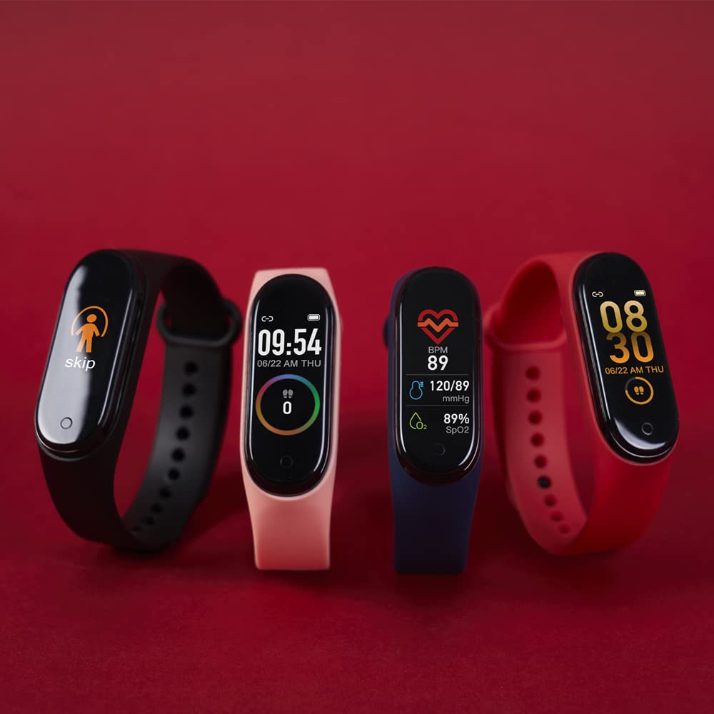 Watx Montre Intelligente Tactile avec écran Couleur - Montre Intelligente avec podomètre, oxymètre, Compteur de Calories, Rythme Cardiaque, Pression artérielle et thermomètre - Bracelet d'activité