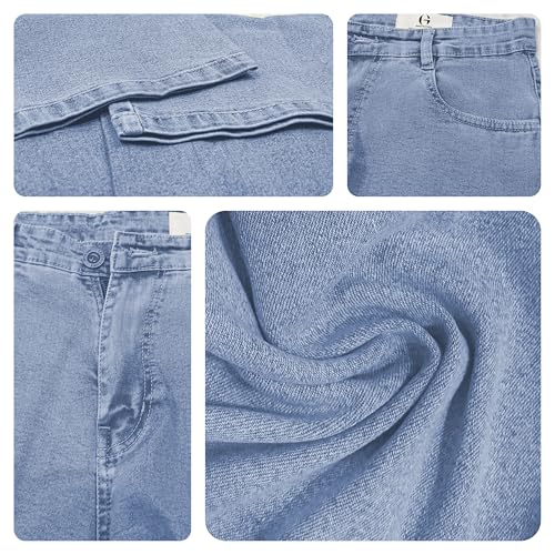 Image of GRECIILOOKS Cargo Jeans for Women - Wide Leg High Waist Baggy Denim Pants | Casual Fit Trousers with Utility Pocket Design
