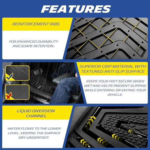 Image of Michelin Vehicle Mats for 2015-2025 Ford F150 /2022-2025 F-150 Lightning | Fit 2017-2025 Raptor, SuperCrew Cab, All-Weather TPE Custom Fit Floor Mats /Truck Liner, 3 PCS, Elite