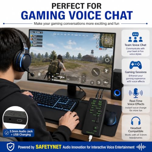 Image of SAFETYNET Voice Changer for Mobile Phone | 6 Voice Effects Sound Card | Rechargeable Portable Voice Modulator | Voice Changer for Gaming, Voice Chat, Live Streaming, Online Classes & Entertainment