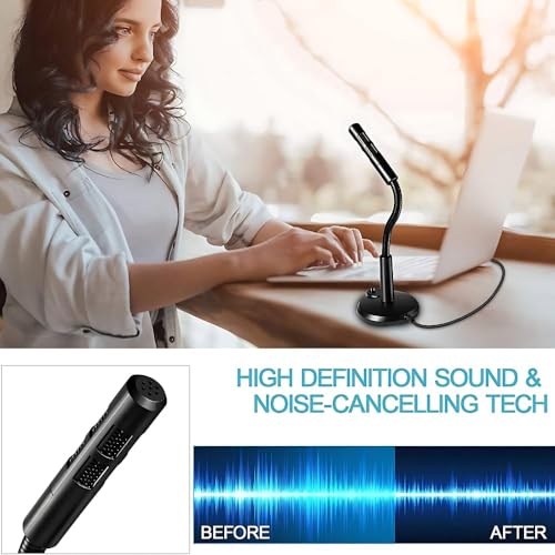 Image of Lipzie〚𝑺𝒉𝒐𝒑 𝑨𝒏𝒅 𝑺𝒂𝒗𝒆〛USB Computer Microphone - Plug & Play Desktop Mic with Mute Button, LED Indicator, Flexible Gooseneck for Streaming, Podcasting, Gaming, Recording - PC & Laptop