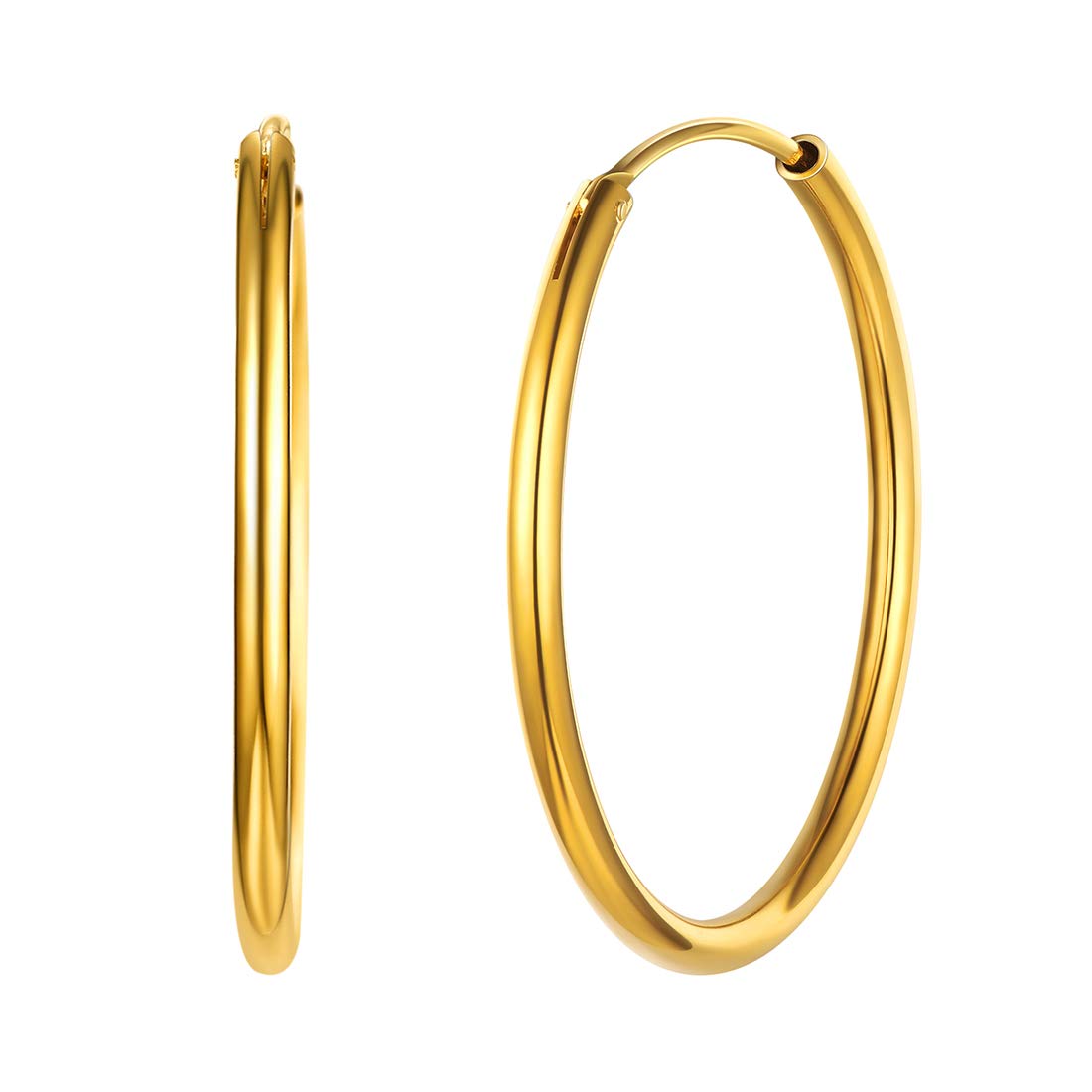 ChicSilver Pendientes Aros Mujeres Plata de Ley 925 Aretes Redondos Planos Joyerías Deliciosas de Orejas Pendientes Finos Pequeños Medianos Grandes 15/20/30/50/70 MM