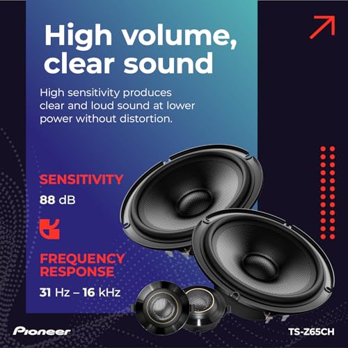 Image of Pioneer Z-Series TS-Z65CH 6.5 inch 2-Way Speakers (Pair) - 330W Max, Crisp Highs + Clear Vocals, Audiophile upgrade, add an amplifier for optimal performance