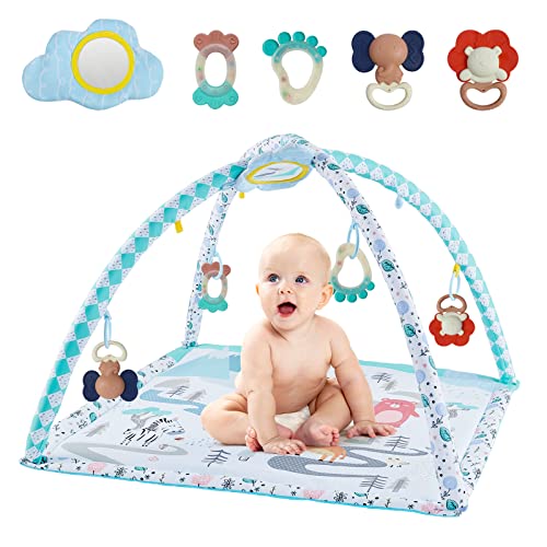 Image of LOL-FUN Baby Play Mat Gym for Infant,Baby Floor Mat Activity Gym with Toys for Development,Foldable Gym Playmat for 0 3 6 9 12 Months Baby Girls and Boys