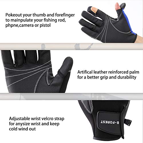 B-Forest Fishing Gloves,Men And Women Flexible Waterproof Windproof Warm Neoprene Gloves Great For Ice Fishing Photography Motorcycling Running Shooting Hiking In Light Cold Weather #TOP5