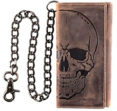 brown distress with skull