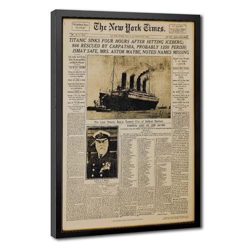 Impression giclée Titanic NY Times sur toile anti-reflet avec cadre bois prêt à poser