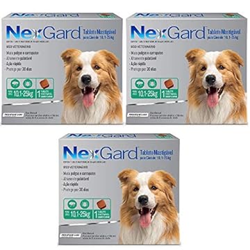 Antipulgas E Carrapatos Cães Nexgard 10 A 25kg - Kit Com 03