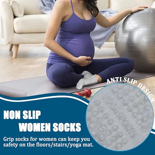 HYCLES Grips Pilates Socks for Women Yoga Non-Slip Socks Barre Workout Gym Hospital Sticky Slipper Socks 3 Pairs4