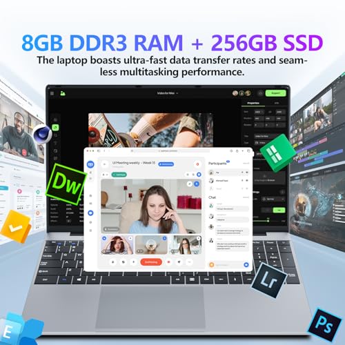 Image of DUNHOO Laptop, 15.6 Inch Laptops Core M3-6Y30 Processor 8GB RAM 256GB SSD, 2026 Laptop Computer with 180Opening, Win 11 Pro, FHD 1920*1080, Portable Office Lap Top for Business Student Light Gaming