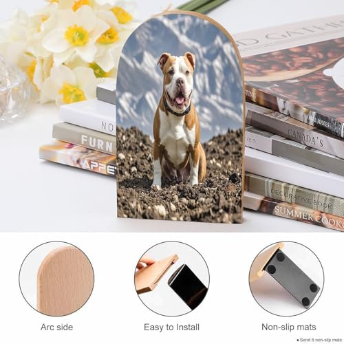 Sujetalibros de madera resistente de Pitbull con soporte resistente decorativo 5