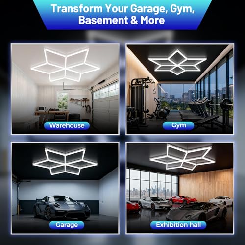 Gneng Hexagon LED Lights, 6500K Cool White 8910LM Honeycomb Ceiling Light for Garage Gym Workshop; Hex Lights for Basement Warehouse Barber - image 7