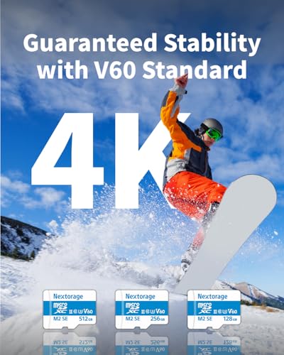 Image of Nextorage Japan 128GB Micro SD Card UHS-II V60 Nikon, GoPro, Olympus, Insta360 4K Video Smartphone Drones Action Camera Max Read Speed 280MB /s Max Write Speed 100MB /s NX-M2SE128G Memory Card