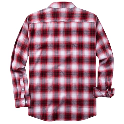 MUSE FATH Mens Long Sleeve Plaid Casual Shirts Soft Button Down with Pocket2