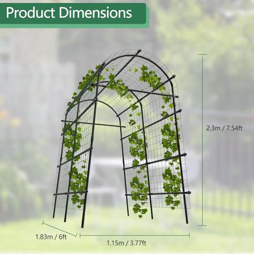 7.5FT Extra Tall Garden Arch Trellis, Polyethylene-Coated Stainless Steel Outdoor Plant Support for Climbing Flowers, Vegetables, Cucumbers, Vines | Heavy-Duty Pergola Arbor for Wedding, Party, Garden by Garvee - Image 2