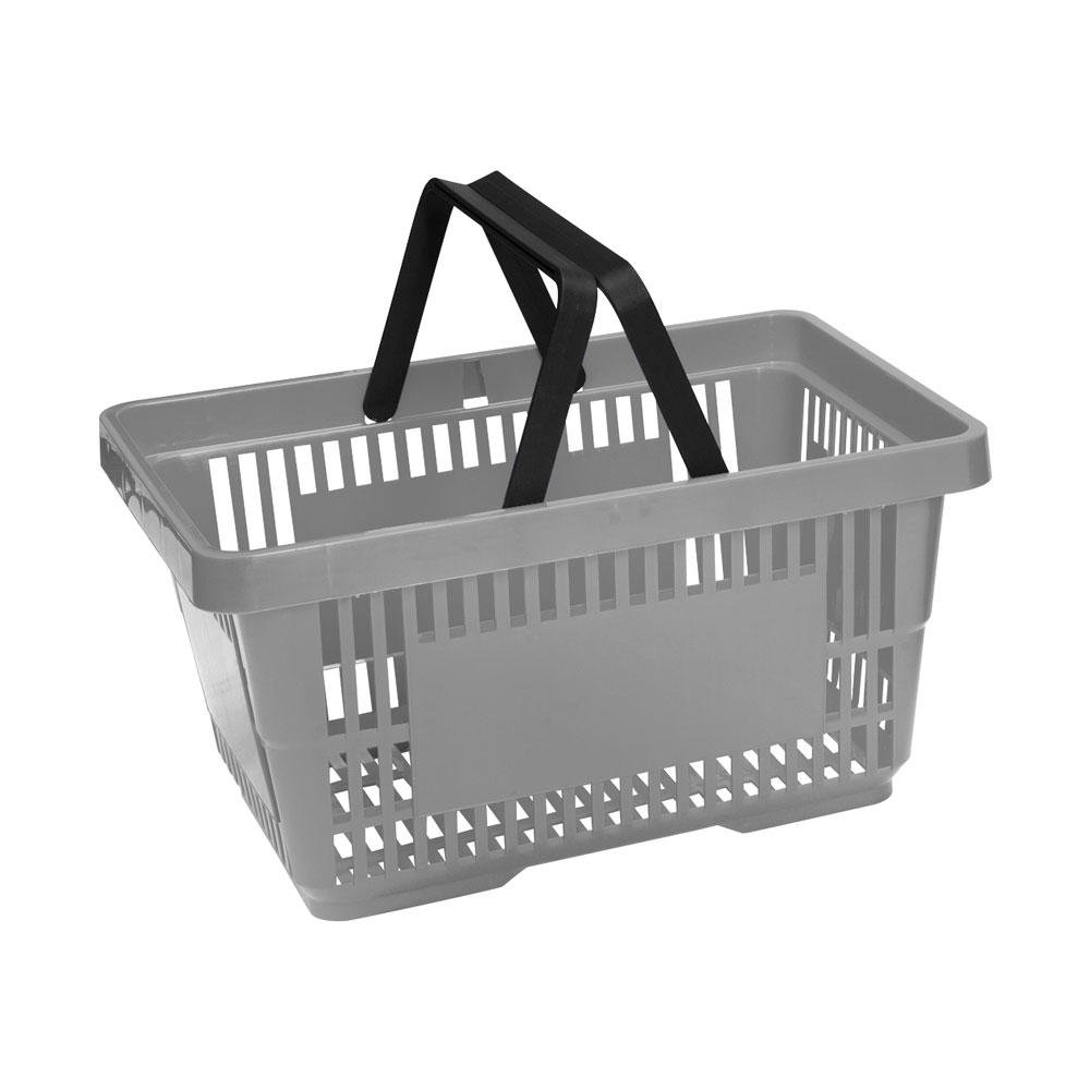 5 x Einkaufskörbe Kunststoff/mit 2 Tragegriffen/VKF Renzel/Verkaufskorb / 20 Liter Fassungsvermögen/stapelbar/grau
