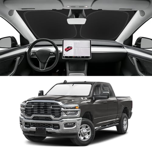 SLOGENTO Custom Fit Windshield Sun Shade for RAM 2500 3500 2010-2026, Blocks UV & Heat, Front Window...