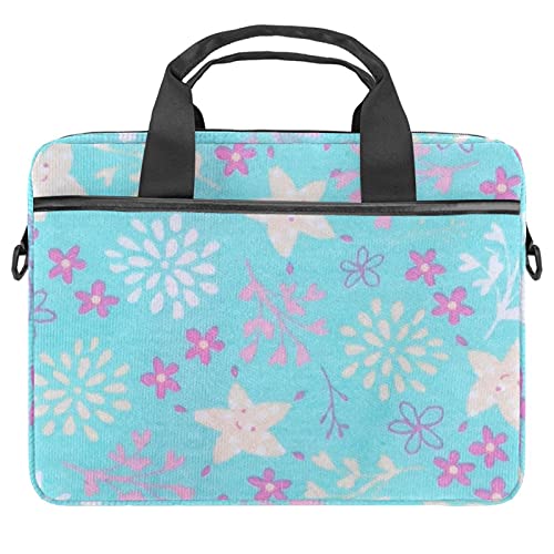 Laptop Bag Laptop Shoulder Messenger Bag Case Sleeve Shockproof for 13"~14.5" Laptop Flowwers Blue