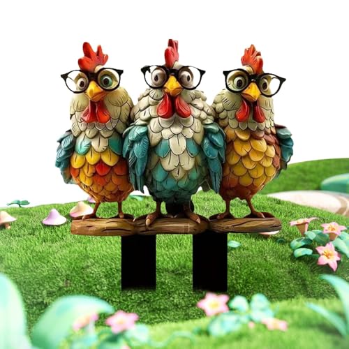 Estaca Decorativa Gallo,Figura Gallo Acrílico 2D Estilo Caricatura | Estaca Decorativa De Gallina para Césped Jardín Patio Porche Y Paisajismo