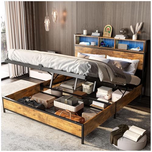 La Mejor Recopilación de Recamara Matrimonial - los más vendidos. 41 Simple Wisdom Base Cama Matrimonial Elevación Completa,Cama Matrimonial con Regleta de Enchufes y Regleta Luces,Recamara Matrimonials con Espacio de Almacenamiento Oculto Debajo...