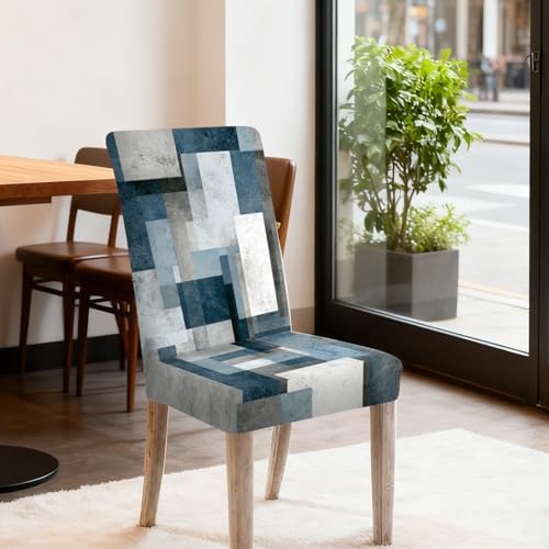 Image of Nuxovilar 6PCS Blue Gray White Geometric Square Stretch Covers