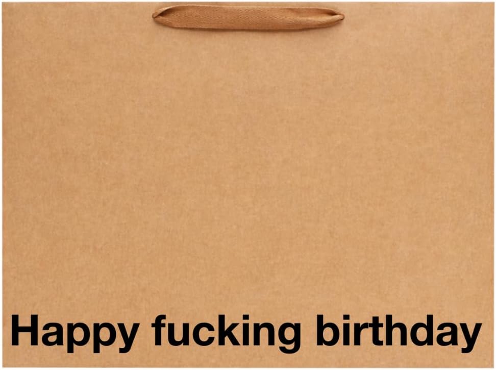 MilkToast Brands Funny Gift Bag, 16" x 6" x 12" Size, “Just Smile & Say You Love it”, Large Kraft Paper Bag with Sarcastic Phrases, Funny Gift Bag for Mother's Day, Father's Day, Birthdays, Graduation